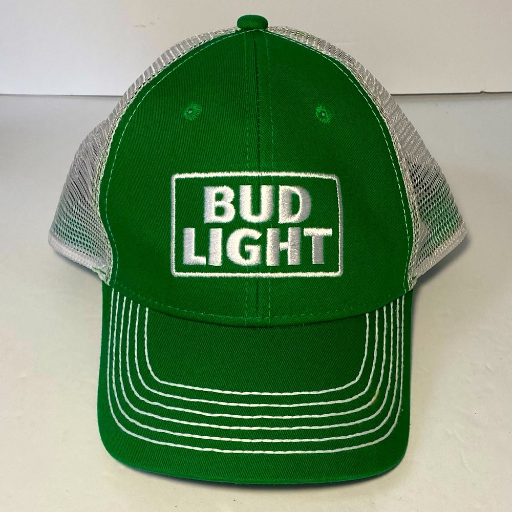 Bud Light Beer Saint Patrick’s Day Irish Green Hat Shamrock Adjustable Mesh Cap